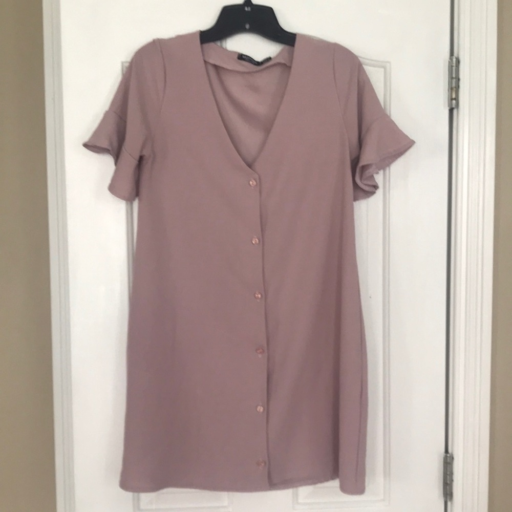 Nasty Gal Pink Button Down Dress
